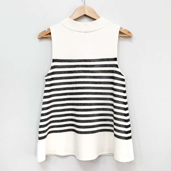 Anthropologie Moth Striped Mock Neck Knit Sleeveless Top Sz M - Picture 6 of 10